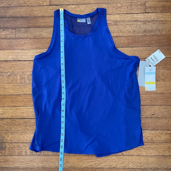 NWT ZELLA Blue Racerback Mesh Running Workout Yoga Top Sz L - Picture 7 of 8